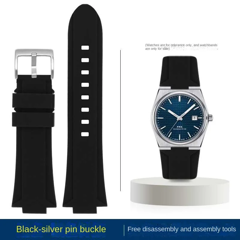 thumbnail image 1 of Correa de reloj deportiva de silicona resistente al agua de 24 mm y 11 mm para Tissot 1853 Super player PRX T137.210.11.35, correa de reloj de goma, interfaz masculina, 1 of 5