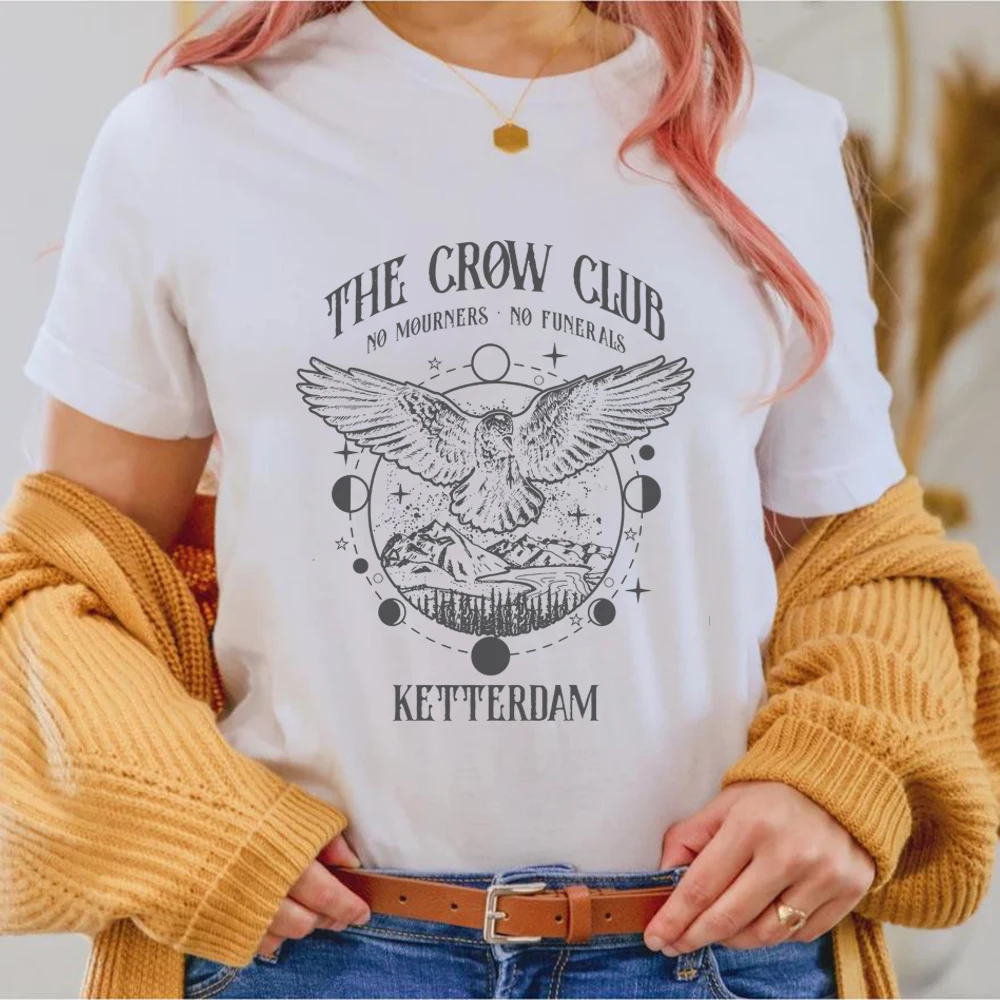 Six of Crows T Shirt No Mourners Merch Ketterdam Crow Club Shirts Gothic Tee Unisex Short Sleeves Tops Aesthetic Clothes 3