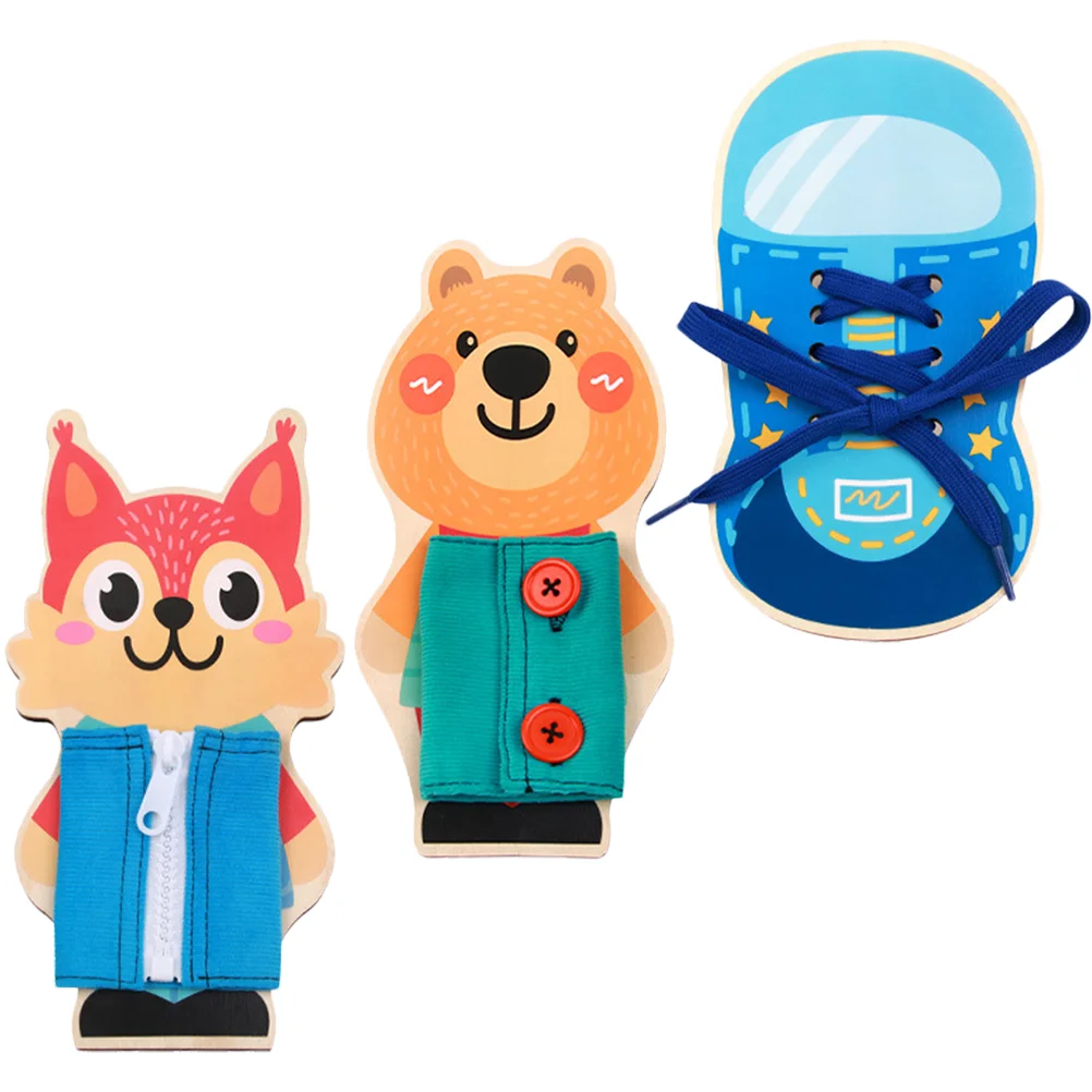 

Baby Busy Board Shoelace Teaching Toy Tie-up Shoes Button Kids Wood Wooden Child Shoelaces