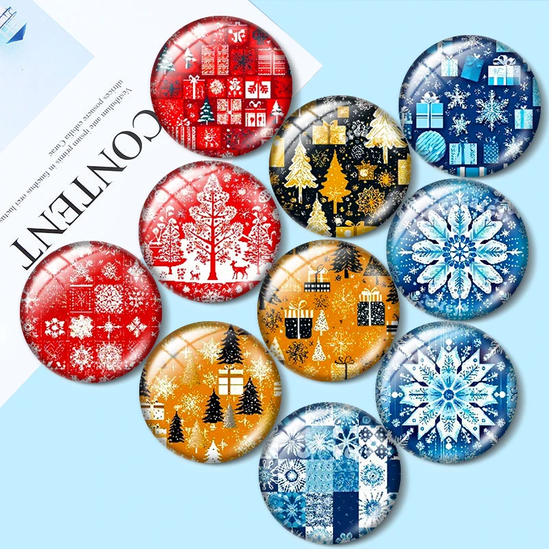 

Christmas snowflake tree 10pcs 12mm/18mm/20mm/25mm Round photo glass cabochon demo flat back Making findings