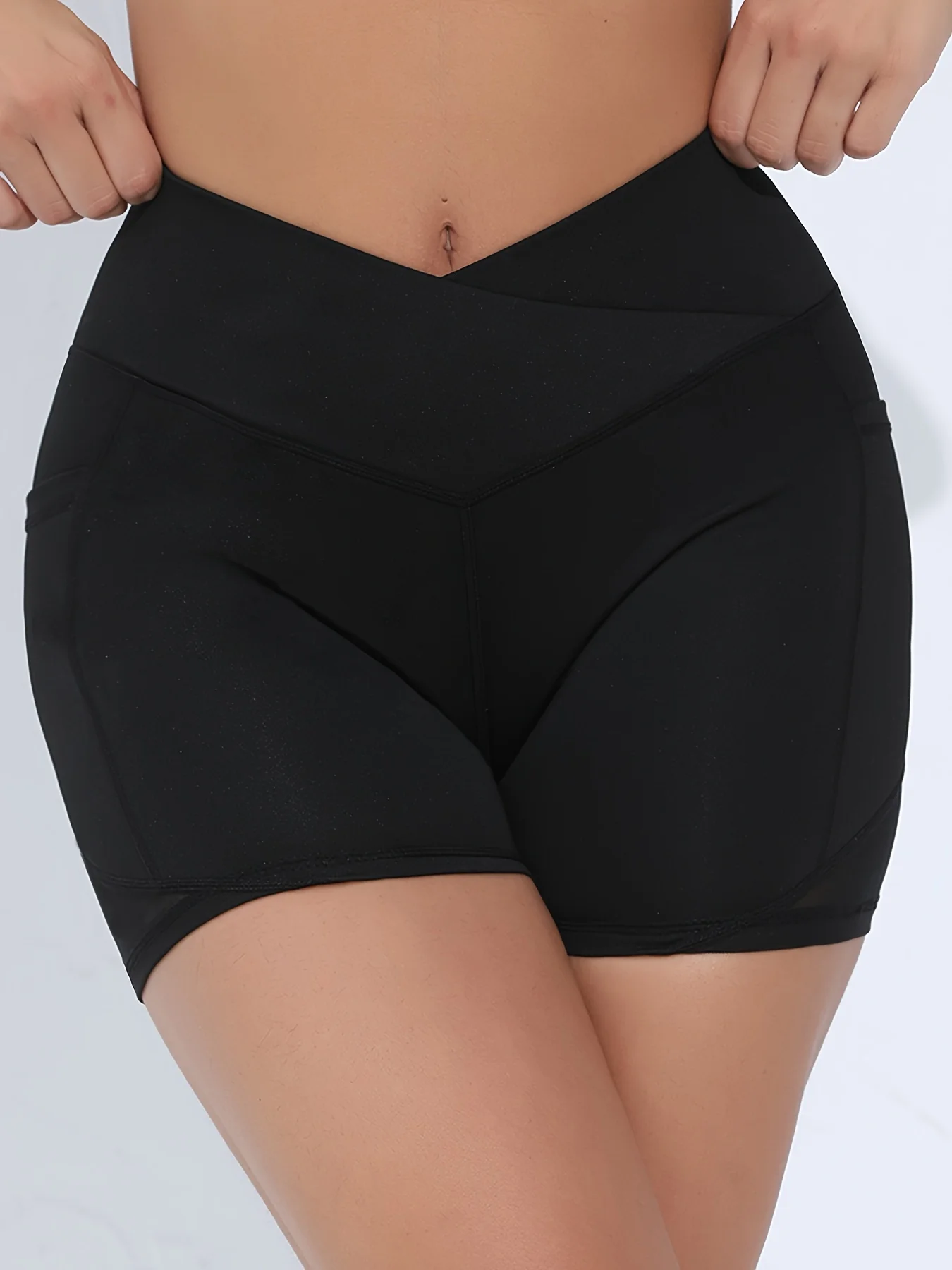 Sports Shorts Running Shorts Yoga Shorts Workout Shorts Women Cross High Waist with Pockets Tummy Tuck Exercise Tight