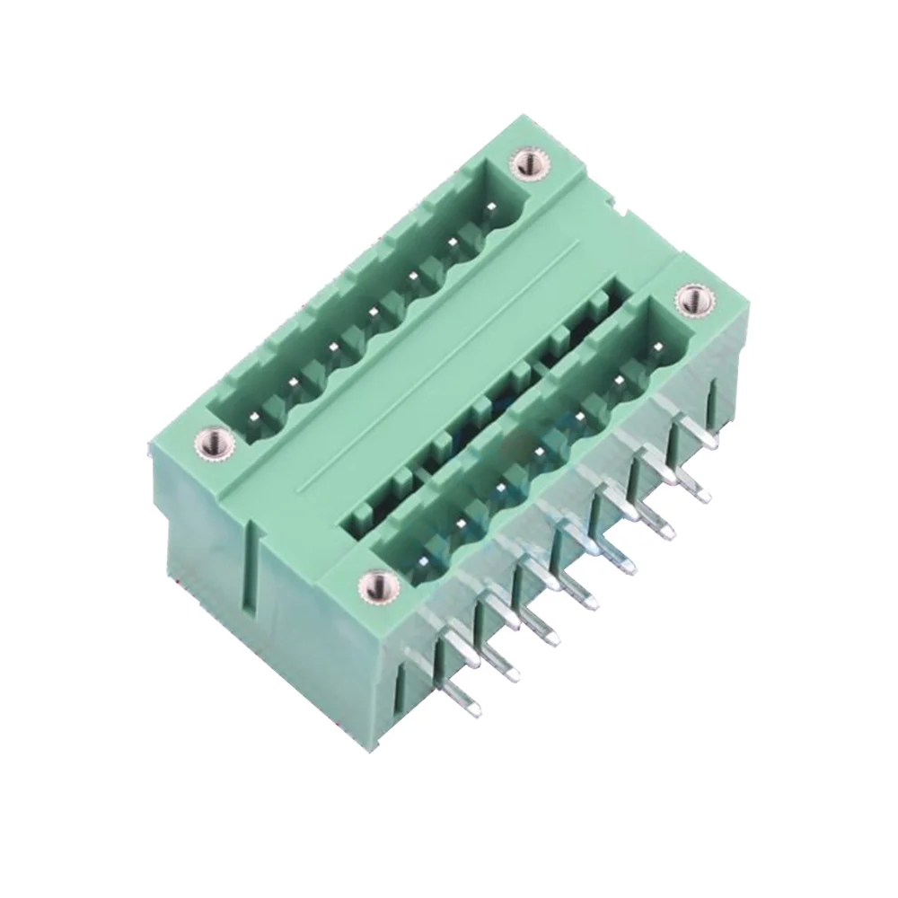 

1Pcs 2 Pins per Row,7Curved pins Environmentally Friendly Plug-in terminals P=5mm Board end/Socket-Closed 5mm KF2EDGRHM-5.0-2*7P