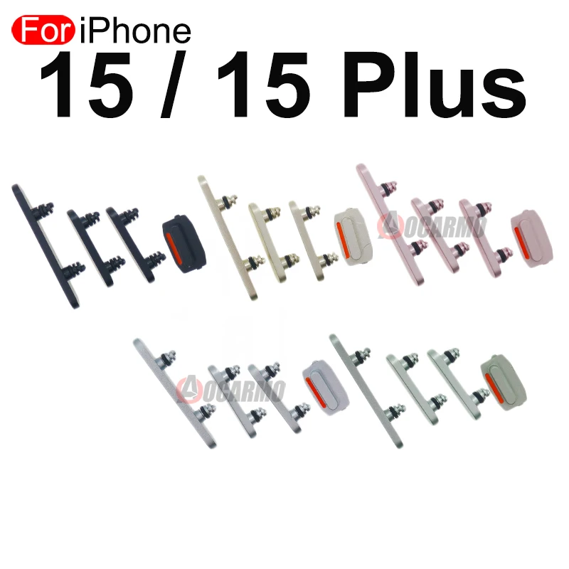 Aocarmo For Apple iPhone 15 15Plus Power On Off Volume Mute Button Complete Set Key Replacement Parts