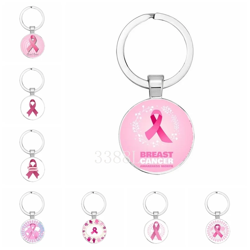 

Модные ювелирные изделия, купол, стеклянный сплав, брелок, розовая лента, рак груди, изысканный подарок для леди