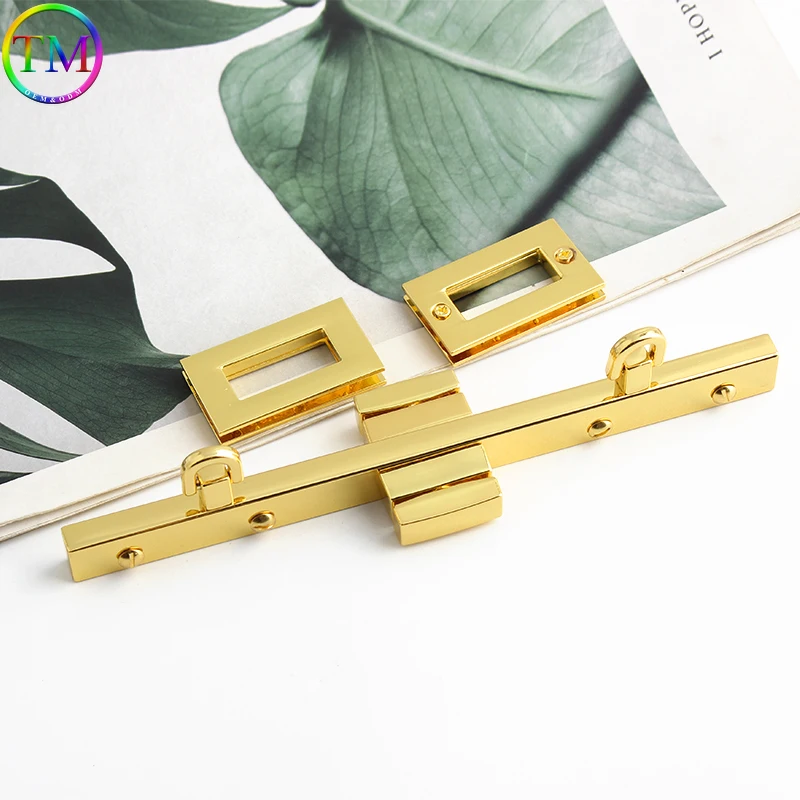 Gold Zinc Alloy Rectangle Hanger Clasp Locks Kit For DIY Craft Handbags Purse Bags Crossbody Bags Buckles Hardware Accessories
