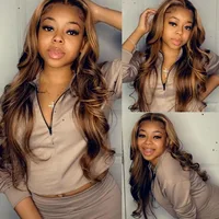 13x6 mettre en évidence Hd dentelle frontale perruque cheveux humains P4/27 couleur miel blond perruques de cheveux humains 40 pouces vague de corps pour les femmes 2