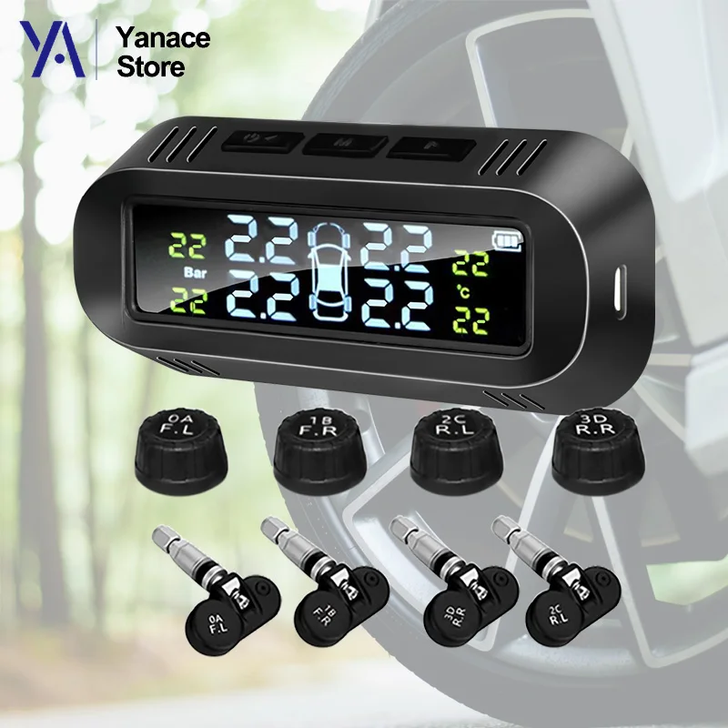 

Yanace Smart Solar TPMS Intelligent Tire Pressure Monitoring System 4 wheel Tire Sensors Auto Pressure and Temperature Alarm