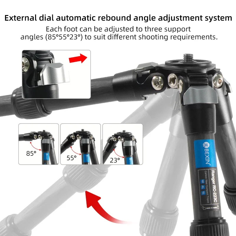 미니 탄소 섬유 삼각대 DSLR 카메라 폰용 핸들 볼 헤드 최대 부하 8kg이 포함된 소형 경량 휴대용 탁상용 삼각대