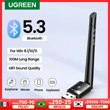 UGREEN USB 블루투스 5.3 동글 어댑터, PC 스피커 무선 마우스 키보드 음악 오디오 리시버 송신기, 블루투스 5.3