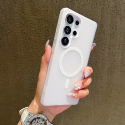 Luxury Candy Magsafe Wireless Charging Matte Phone Case with Magnetic Bumper Cover - Galaxy S23 Ultra (WHITE)