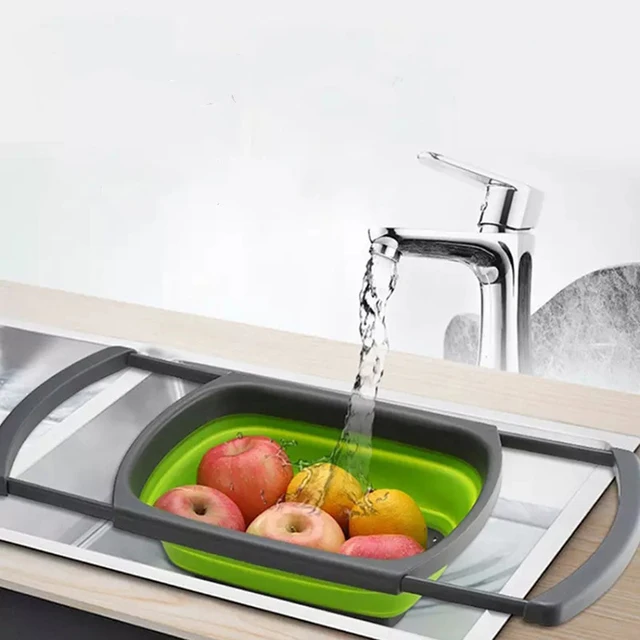 Összecsukható Szűrőszűrő Csatorna Kosarak Konyhai Szűrő Tészta Gyümölcs Zöldségmosó Szűrők Tálak - Image 4