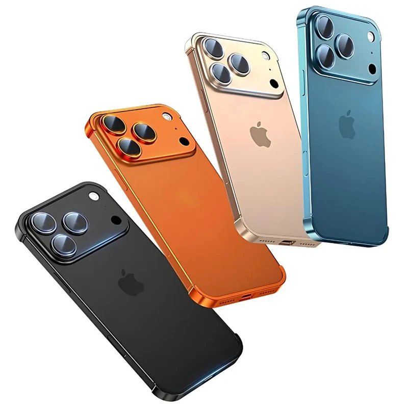 Metal Frameless Bumper Case with Lens Protection and Corner Pads Cover