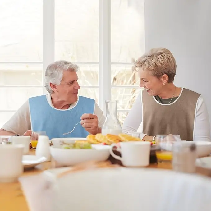 Adult Bibs for Eating Women/Men/elderly Washable,Waterproof, Clothing Protectors & Adult Bibs with Debris Trap - 3