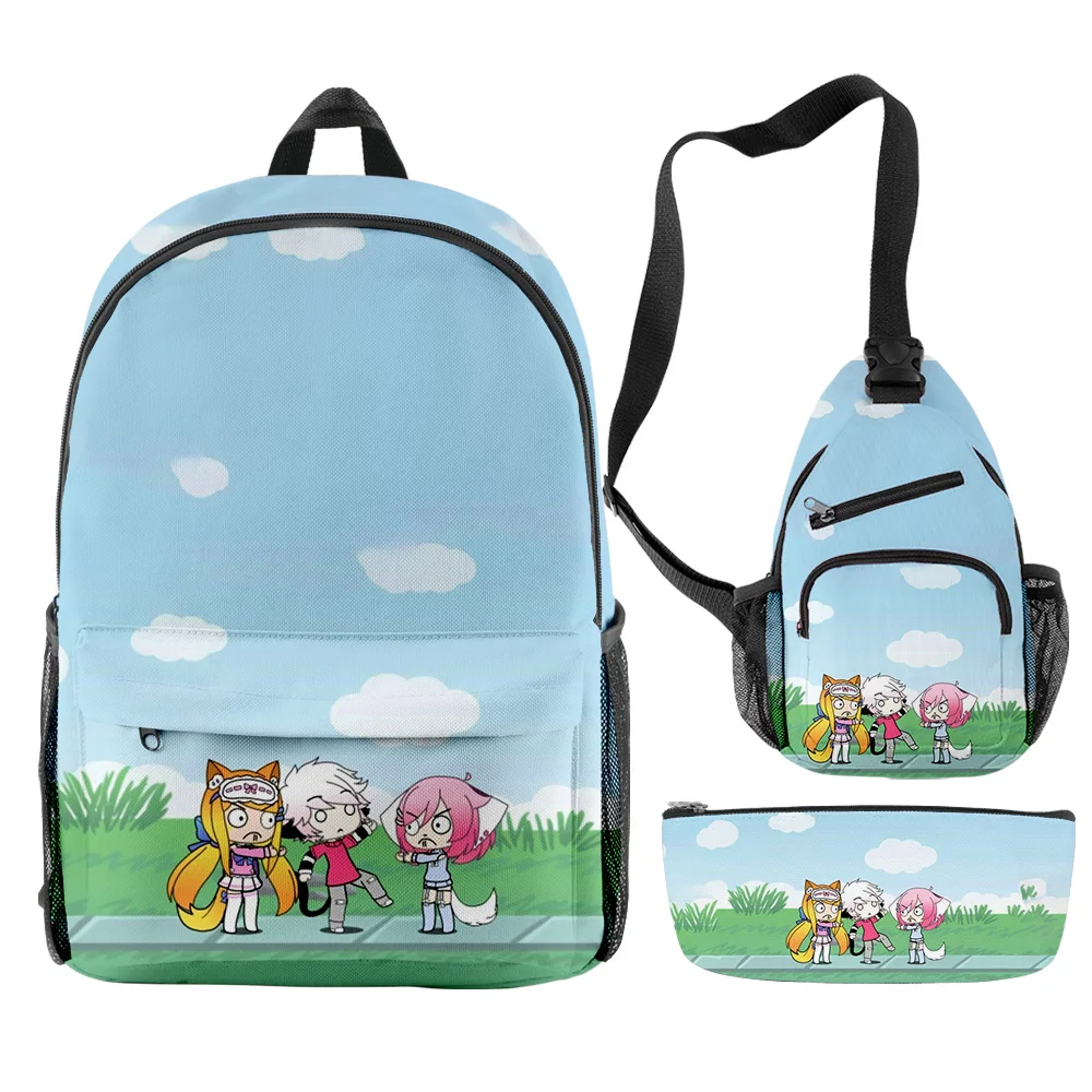 3 pçs/set Gacha Vida 3d Impressão Mochila Escolar Meninos Meninas Mochilas Crossbody Viagem Caso Saco do Lápis Crianças Estudant