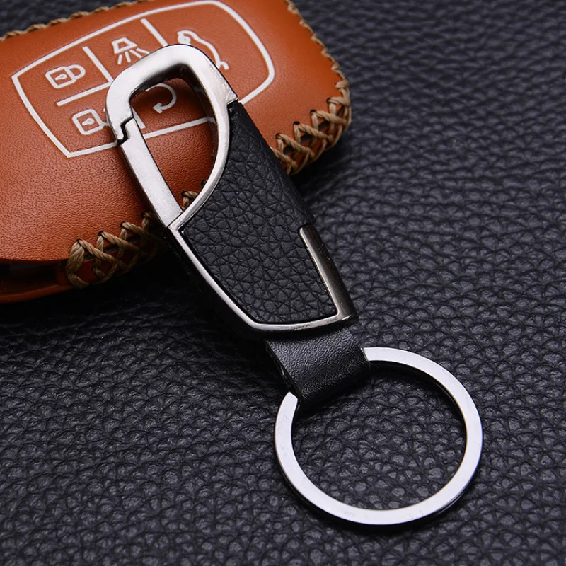 Leather Keychain Unisex Metal Waist Key Ring Car