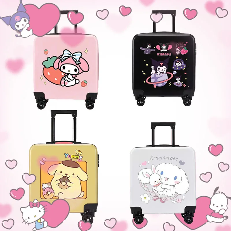 

Anime Sanrioed Mymelody Cinnamoroll Kuromi Kids Universal Wheel Trolley Case Cartoon Suitcase Travel Portable Boarding Case Gift