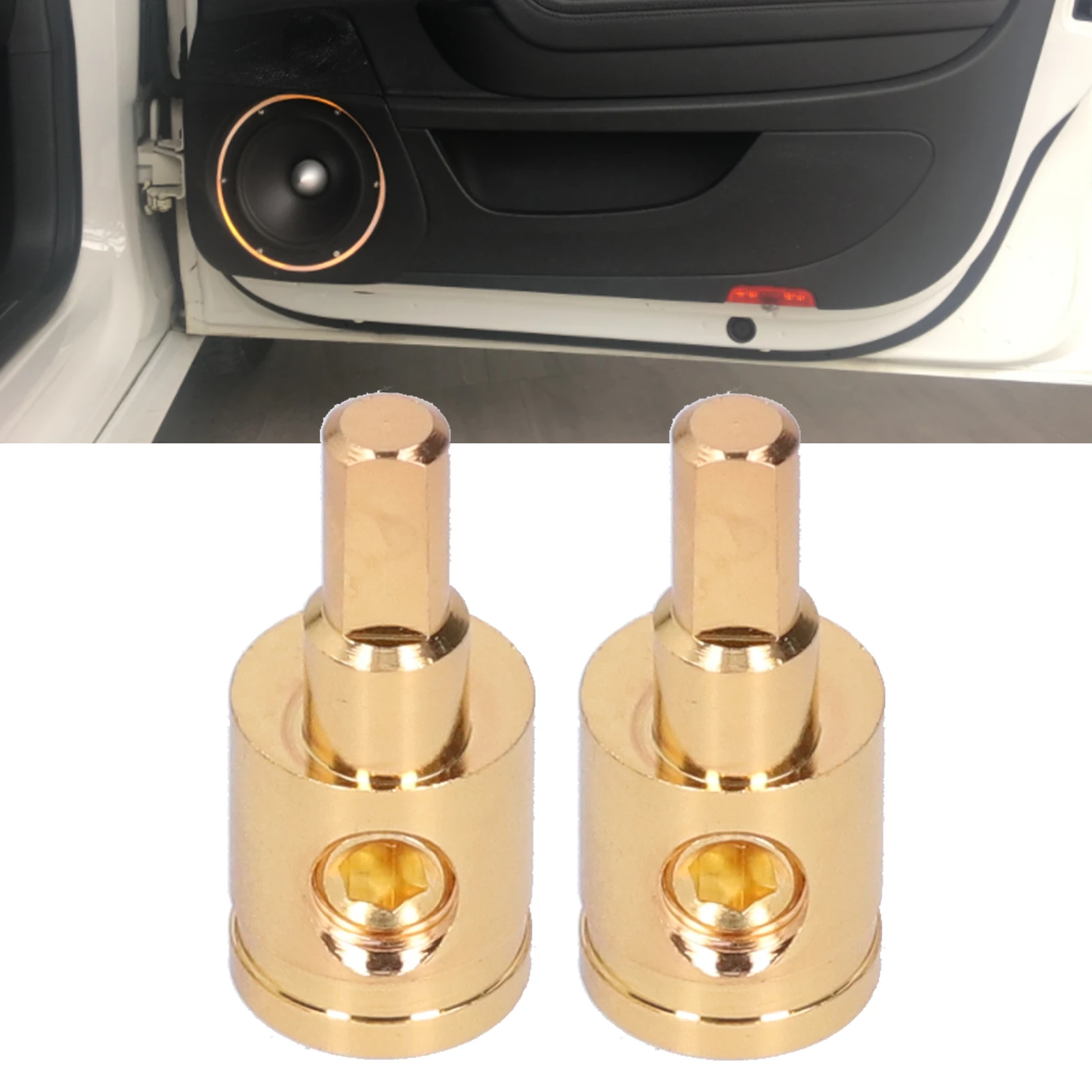 Cable Reducer Wire Reducer 0GA Wire Terminal Connector Pure Copper Gold-Plated For Car Audio Amplifier Modification