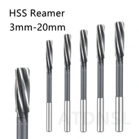 HSS Spiral Flute Machine Reamer H7 D3mm-D20mm CNC Tool Precise Cutting for Metal Steel Aluminum Hole Expansion Drill 1