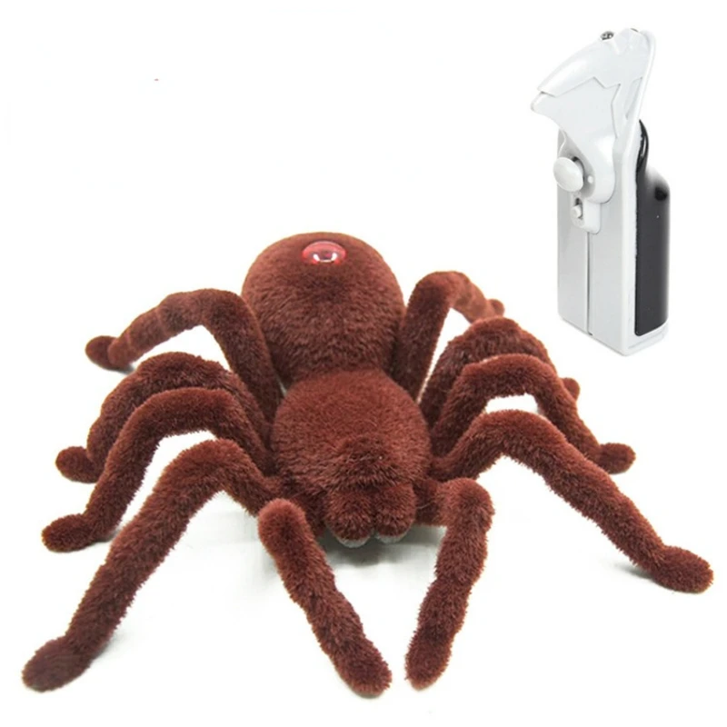 Kid Gift Remote Control Scary Creepy Soft Plush Spider Infrared RC Toy