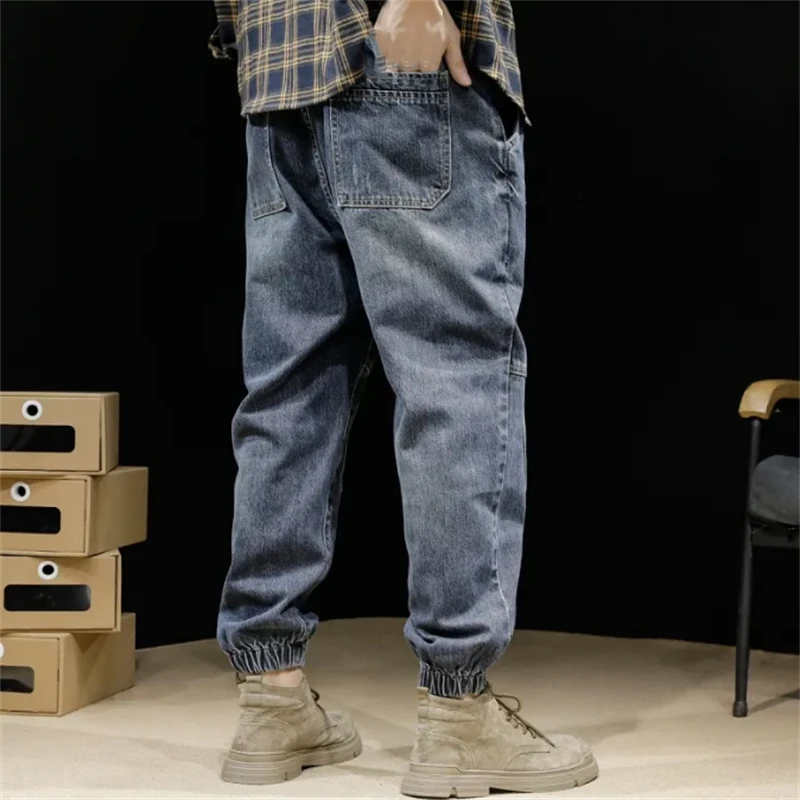 Men's Harem Jeans Loose Denim Washed Jean Trousers Hip Hop Outdoor Streetwear Man Jogging Pants Men