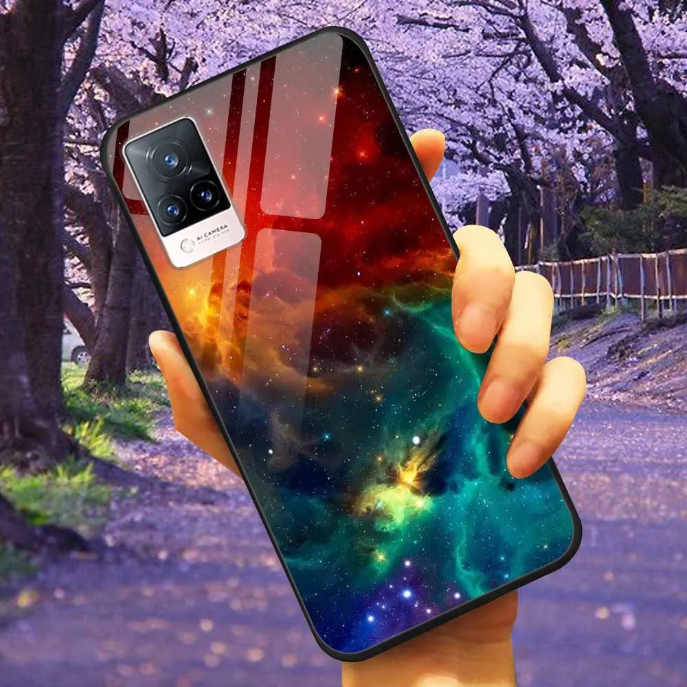 Luxury Protective Soft Bumper Hard Back Phone Case with Tempered Glass