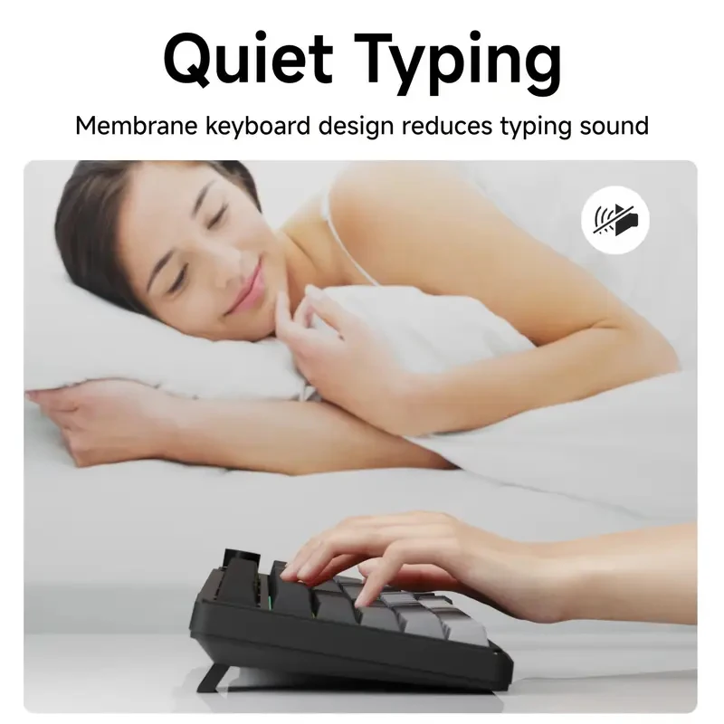 EWEADN V102 Wired Gaming Keyboard 99Key Silent RGB Backlit with Smart Display Knob Ergonomic USB-Powered Computer Keyboard