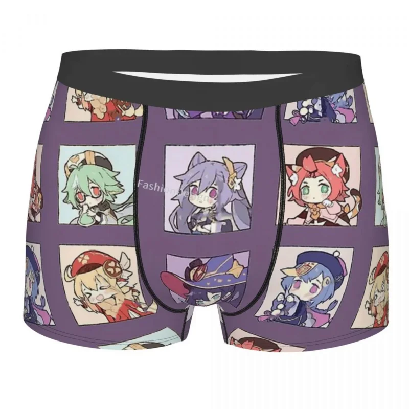 

Genshin Impact Chibi Assemble Underpants Homme Panties Men's Underwear Print Shorts Boxer Briefs