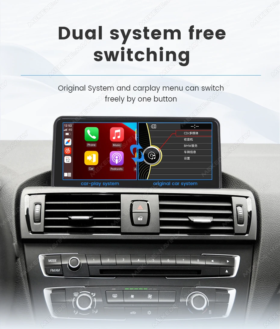 Radio para coche con sistema Linux MEKEDE de 10,25/12,3 pulgadas para BMW Serie 1, 2, 3, 4, F20, F21, F22, F30, F31, F32, F33, F34, F36, AirPlay, Autolink, CarPlay, Android, navegación GPS, reproductor multimedia, BT, SWC, autorradio, reproductor de vídeo, unidad principal, sistema estéreo inteligente 6