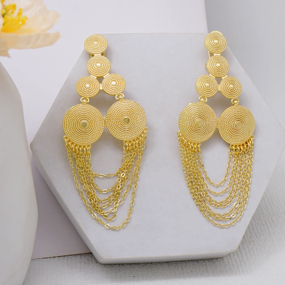 Fashion African Bead Tassel Earrings Gold Color Long Hanging Earring Statement Jewelry Drop Dangle Earrings Daily Wear Gifts