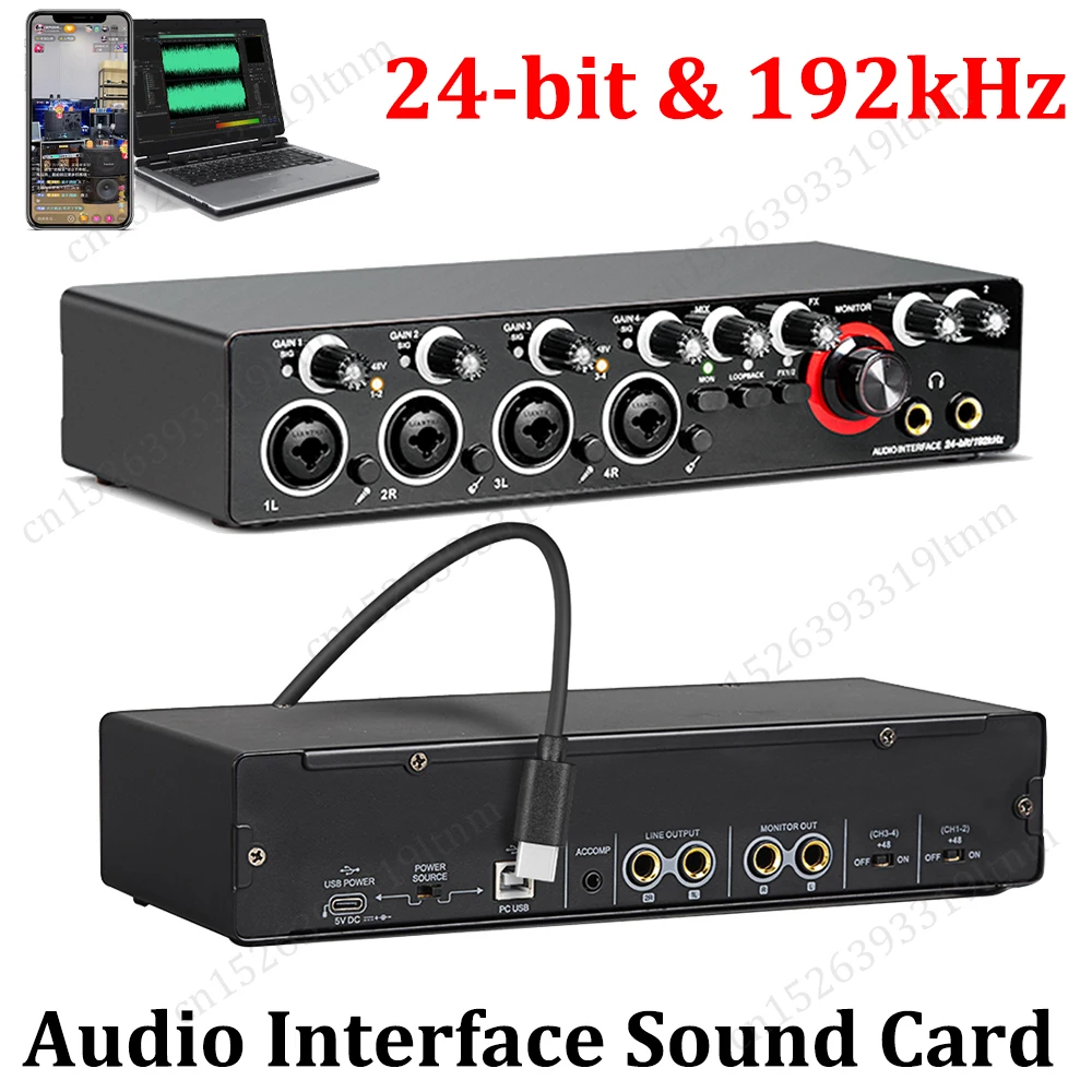 Placa-de-Som-USB-4-Canais-24-Bit-192KHz-Hifi-Externa-para-Podcast ...