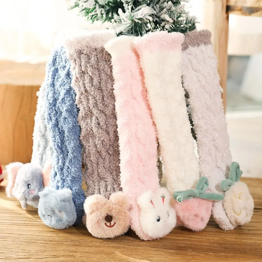 3D Baby Winter Fluffy Slipper Socks Cute Knee High Socks Infants Toddlers Stockings Boy Girls Fleece Warm Sock 1