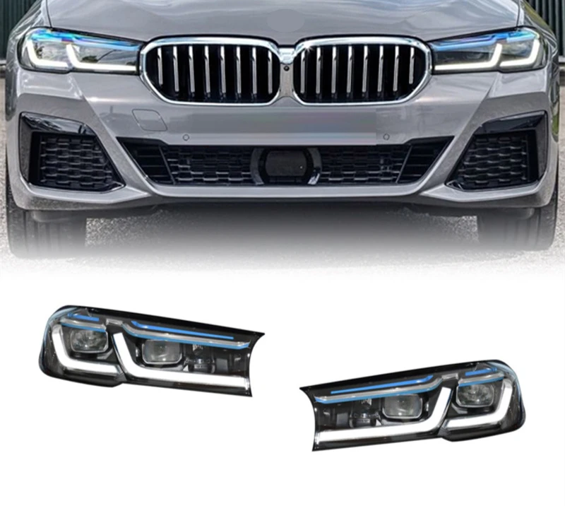 

Suitable for BMW 5 Series 17-22 G38 headlight assembly G30 modified M5 Thunder version blue eyebrow LED laser headlight