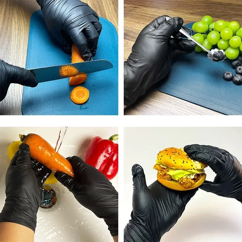50/100PCS Disposable Black Nitrile Gloves Household Kitchen Bathroom Cleaning Dishwashing Manicure Hairdressing Tattoo 4