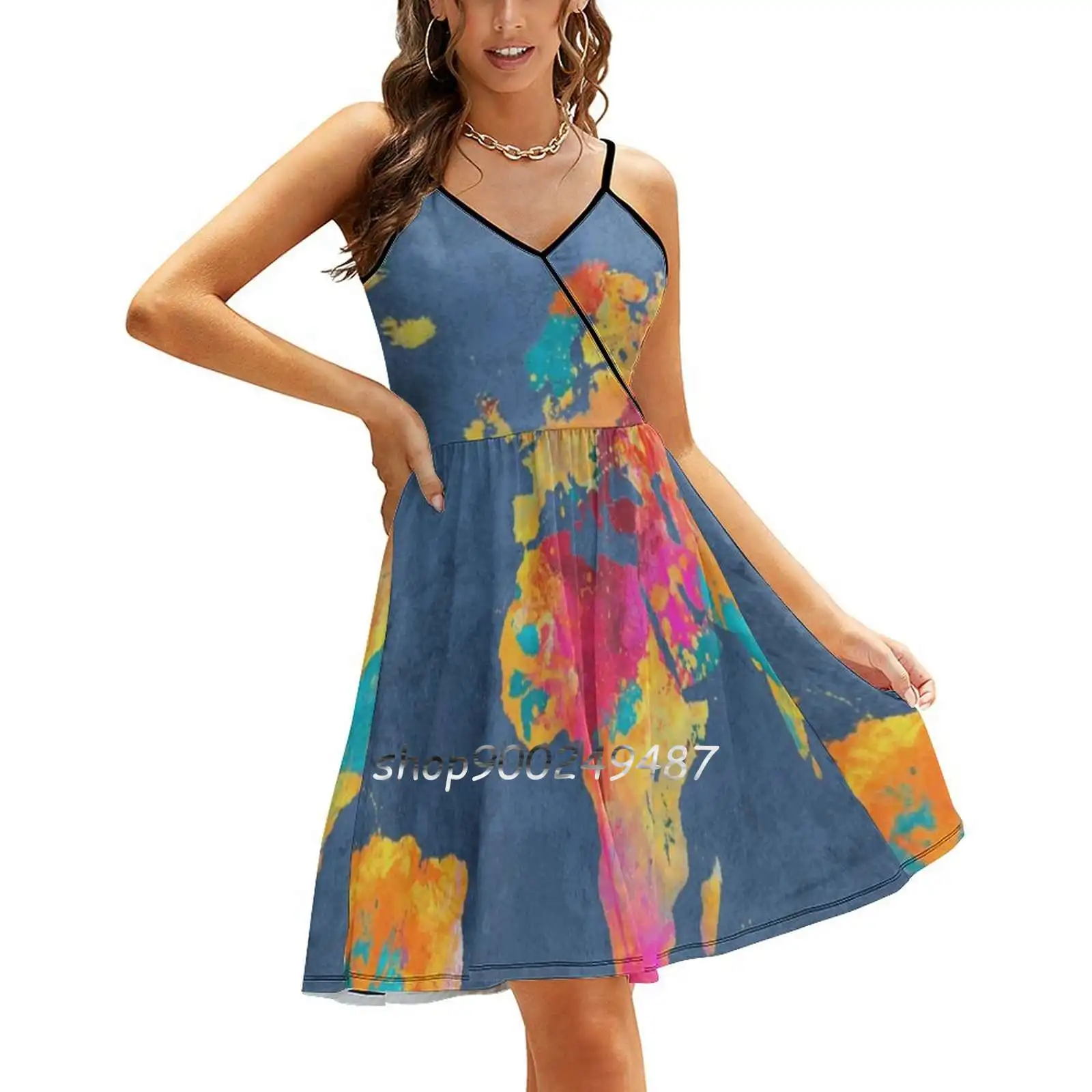 

Blue World Map #Map #Worldmap Sweet Summer Casual Sling Dresses Korean Women Sexy Sundress Map Of The World World Map