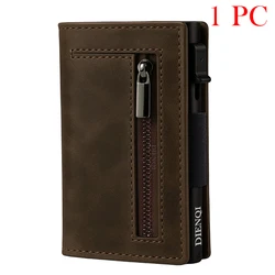 Luxurious Slim RFID Blocking Wallet - Black Minimalist Cardholder (Coffee)