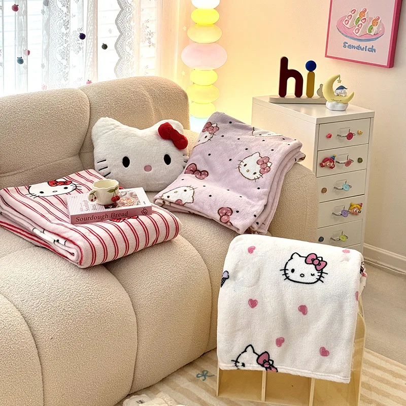Sanrio Knit Fluffy Throw Blanket Hello Kitty Summer Blankets Kuromi Cinnamoroll My Melody Super Soft Lightweight Bedding Home 3