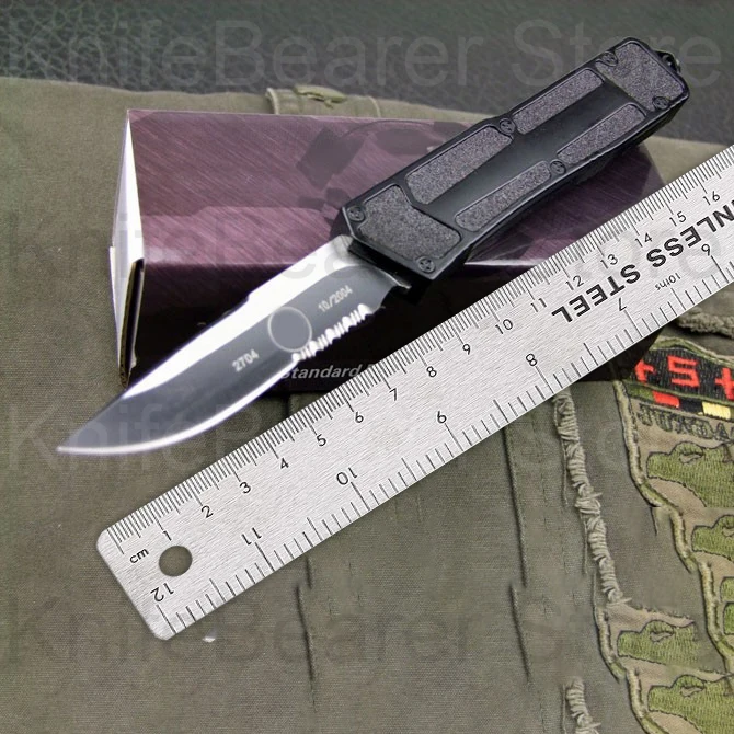 

Micro OTF Tech Knife SC Series 440A Steel Blade Serrated Single Edge 58HRC Hardness Alloy Aluminum Handle Self Defense Knife