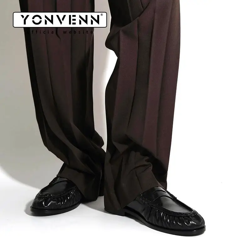 New Retro Loafers for Men Featuring Classic and Pleated Design Suitable for Work and Commuting with Slip-in Dress Leather Shoes - 4