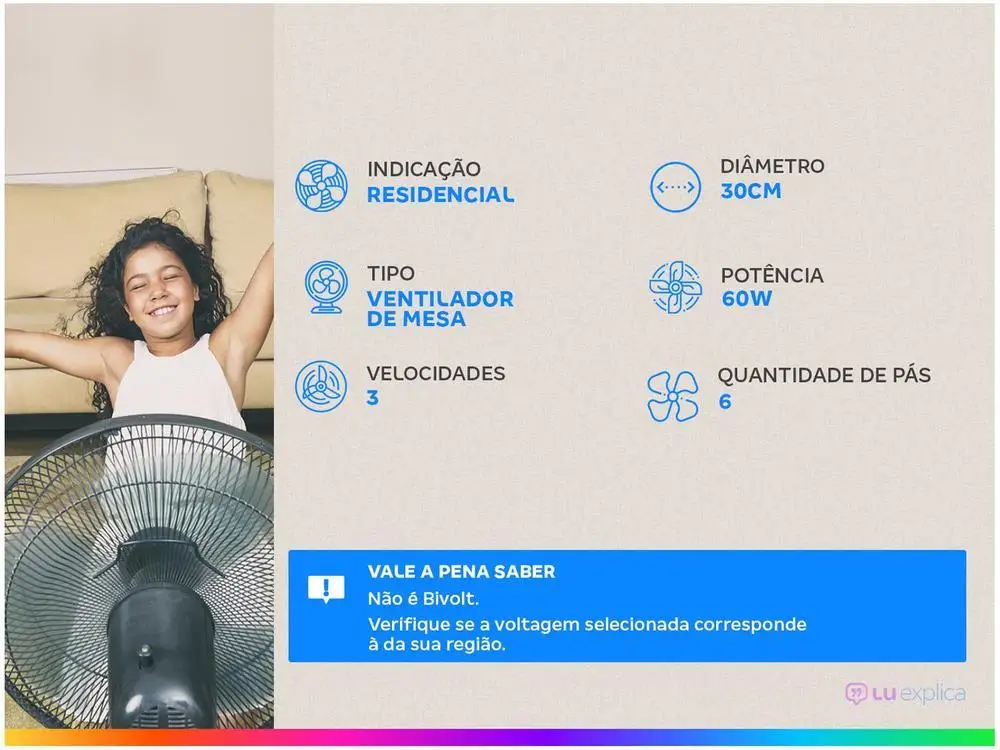 Ventilador Mondial Super Power 30cm 6 Pas 3 Velocidades 60W - 220V 2