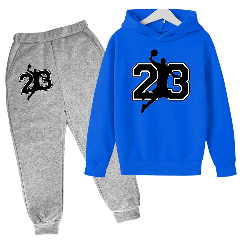 Basketball Hoodie Sports Hoodie Set Spring Autumn Children Hoodie+Pants 2-Piece Set Teen Cute 4-14Y Boys Kids Girls Hoodie Suits clothing sets for travel