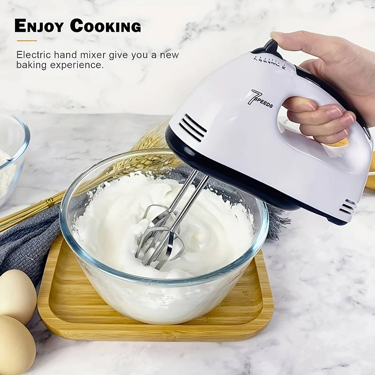 saengQ Handheld electric egg beater, household automatic mixer, egg white and cream beater, mini