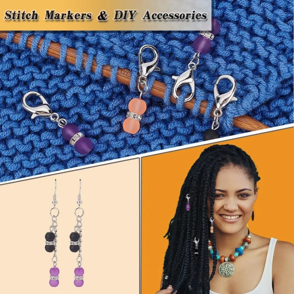 24 Pcs Halloween Theme Stitch Markers Glass Beaded Gourd Charms Removable Lobster Claw Clasp Locking Stitch Marker for Knitting