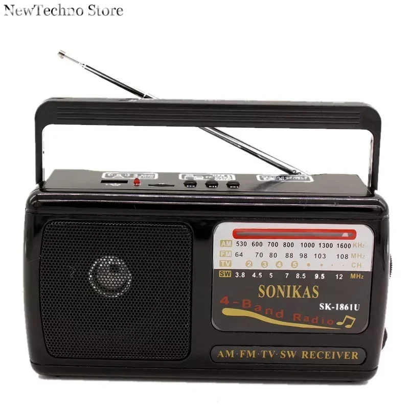 Rádio Digital Recarregável com Som Alto Receção de Sinal am fm sw Banda de Onda Completa Leitor Mp3 Alto Falante Alta Sensibilidade 1861u