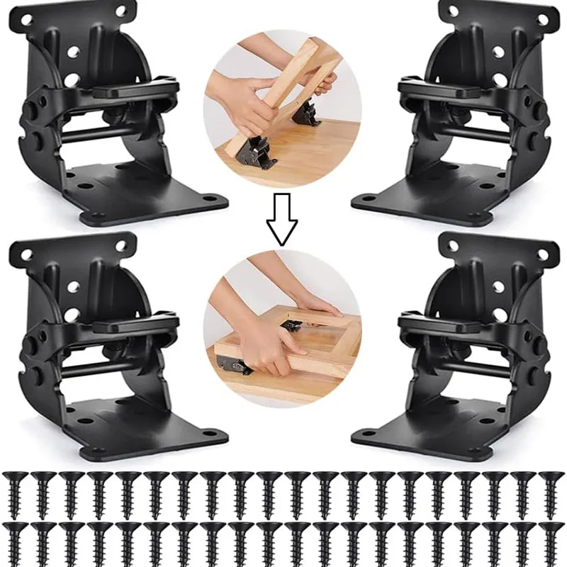 2 ชิ้น/4 ชิ้น 90 องศาขวาหนาล็อคตัวเองพับบานพับโต๊ะสตูลพับโต๊ะกาแฟเฟอร์นิเจอร์ 1