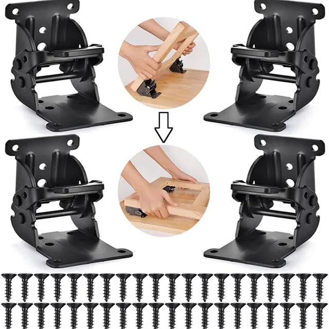 2 ชิ้น/4 ชิ้น 90 องศาขวาหนาล็อคตัวเองพับบานพับโต๊ะสตูลพับโต๊ะกาแฟเฟอร์นิเจอร์ 1