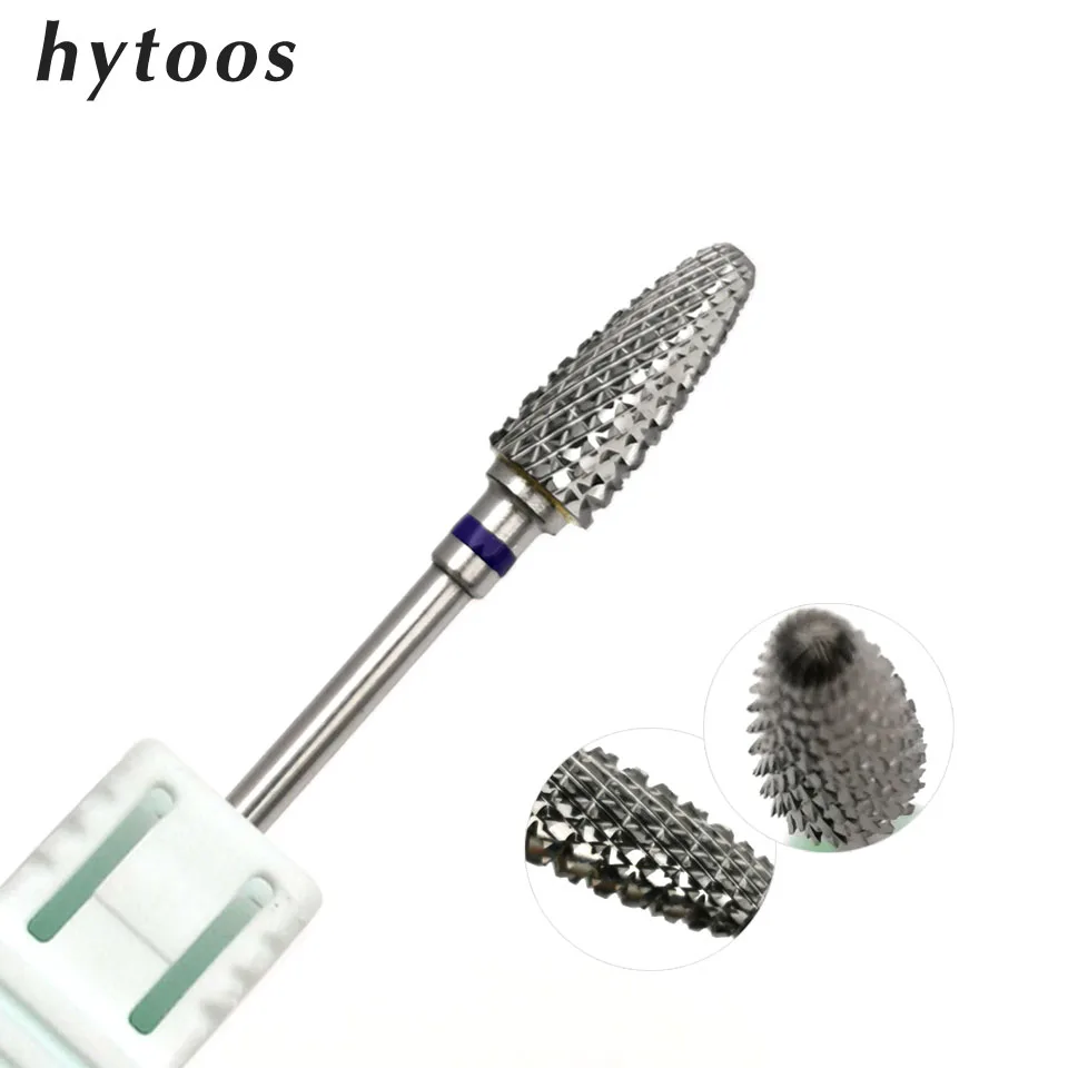 HYTOOS Cone Bits Grinding Head 3/32 Carbide Nail Drill Bit Rotary Milling Cutters for Manicure Electric Drills Accessories