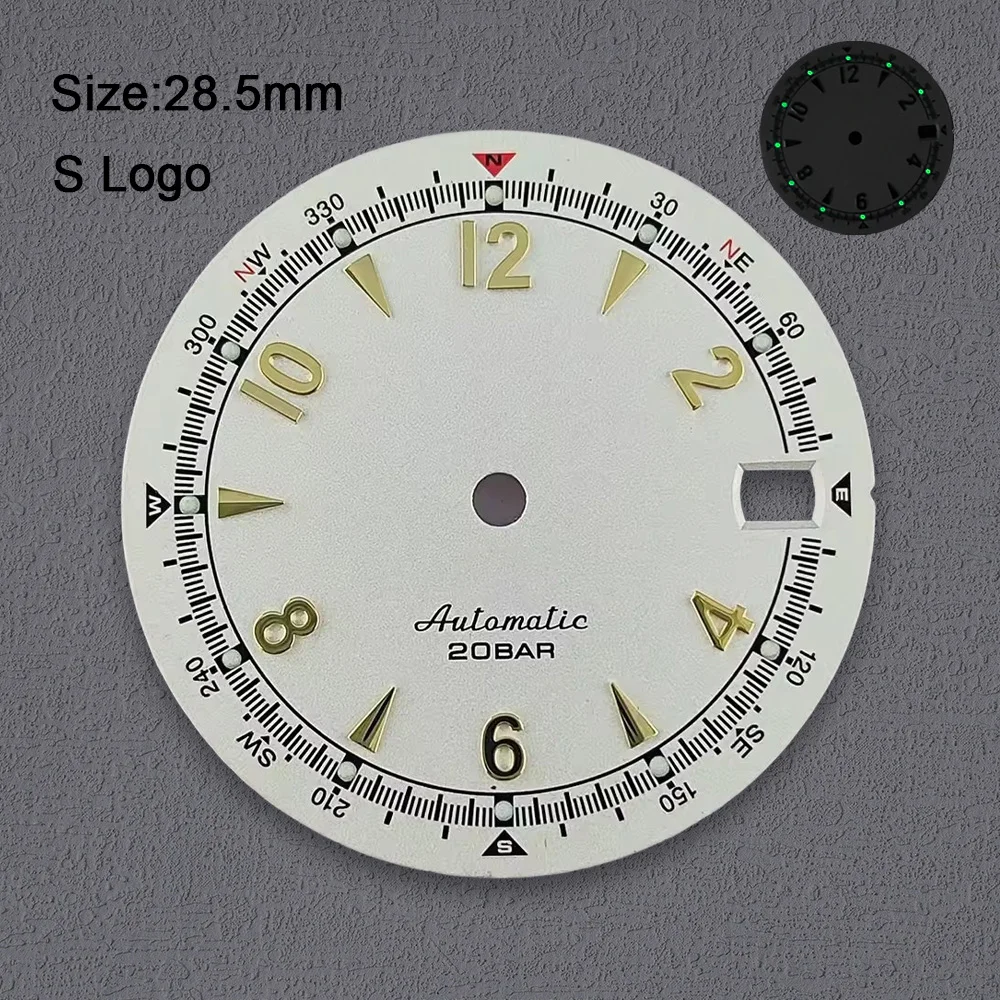 Retro Green Luminous Watch Dial, 28.5mm, for Repair and Customization