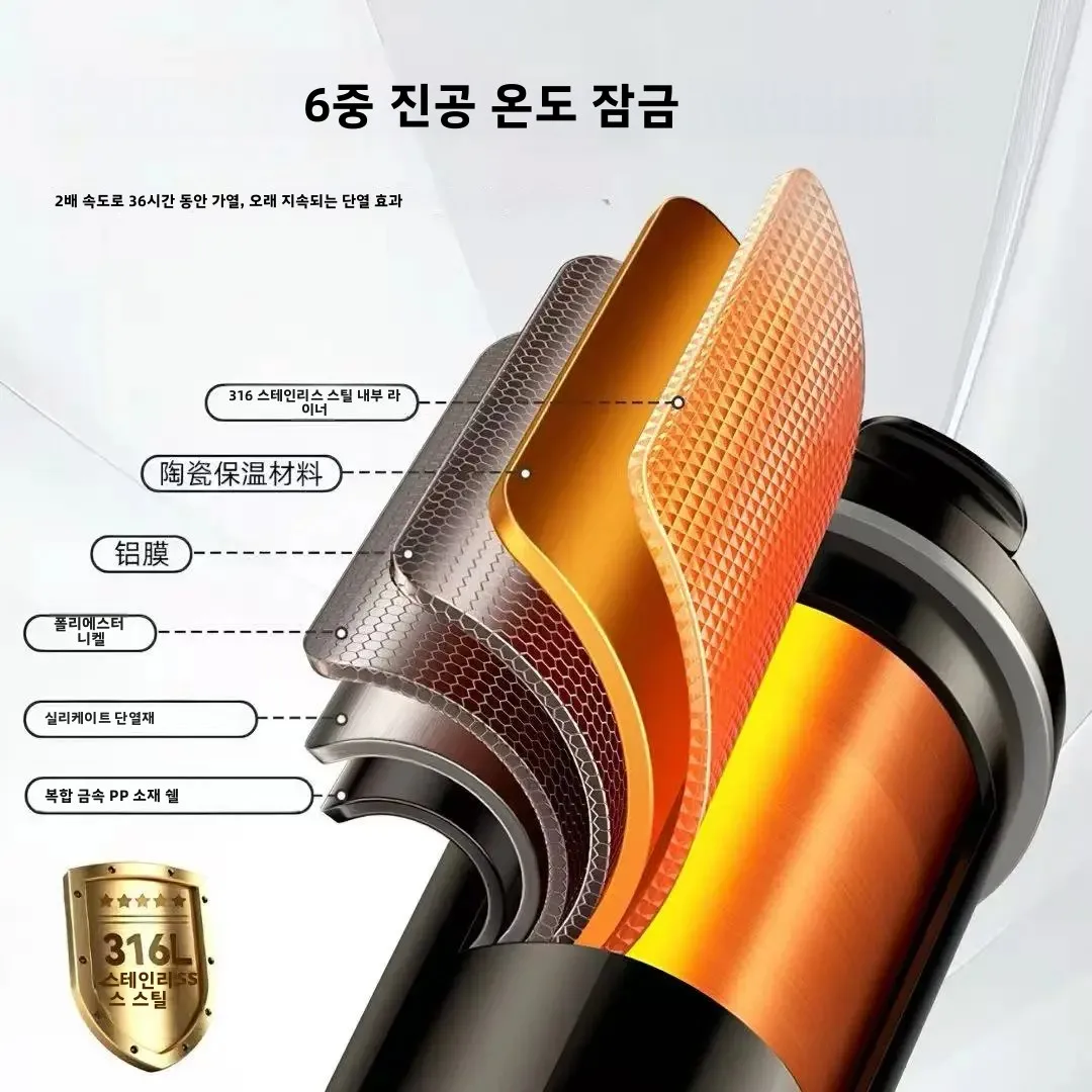 500ml 자동차 가열컵 316 스테인리스 스틸 지능형 건식 연소 방지 전기 주전자 12V/24V 트럭 차량용 범용