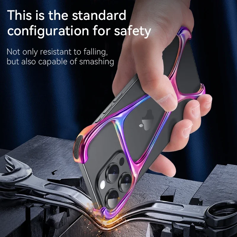 Metal Frame Phone Shell For IPHON 15 PROMAX Four Corner Rubber Pad Shockproof Phone Case For iPhone 15 14 13 Pro Max Phone Cover