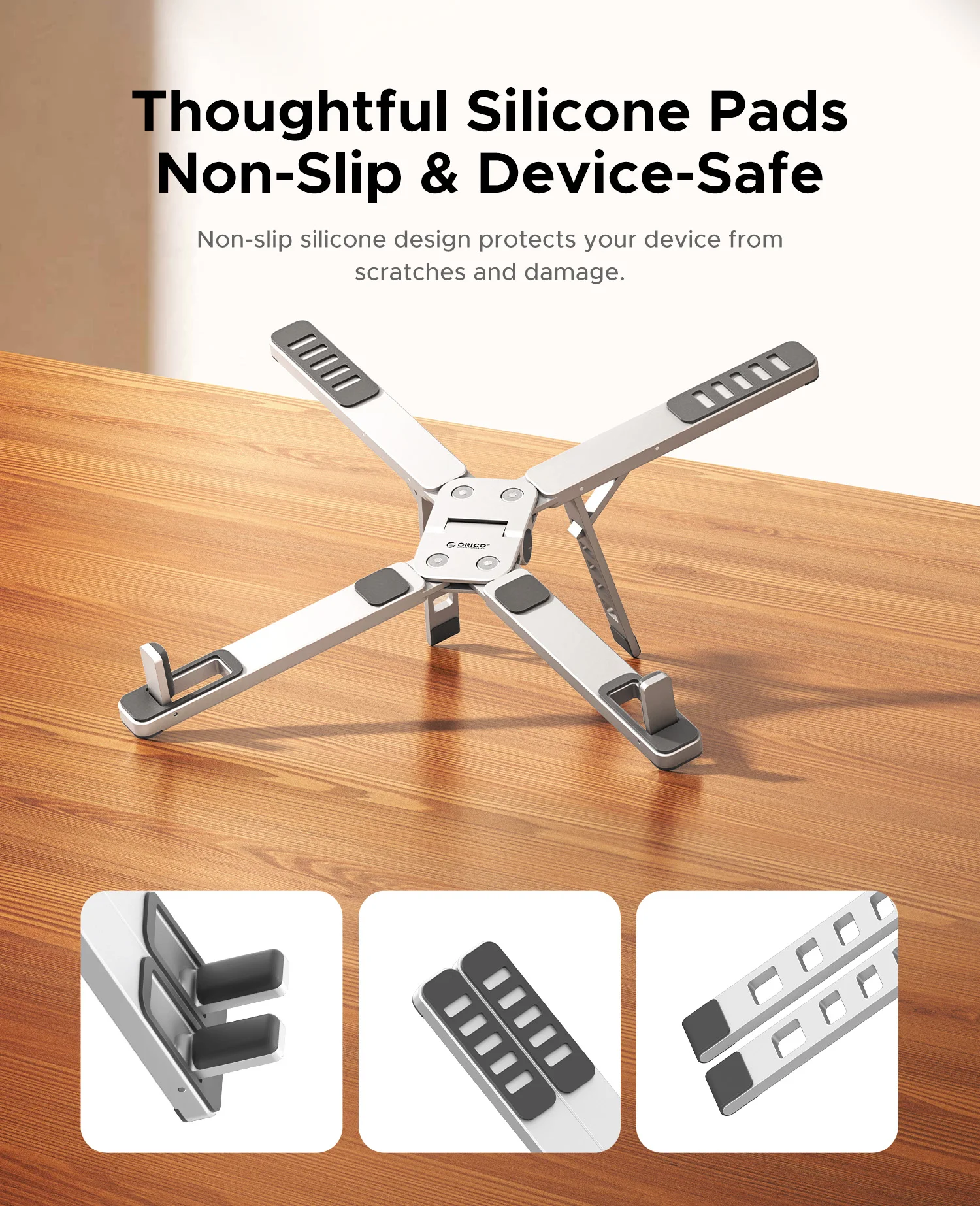 ORICO 노트북 스탠드 Macbook Air Pro용 접이식 알루미늄 수직 노트북 스탠드 노트북 지원 Macbook Pro 태블릿 폰 스탠드